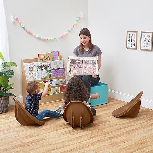 ECR4Kids Leaf Floor Seat, Rocker Chair, Chocolate, 6-Piece
