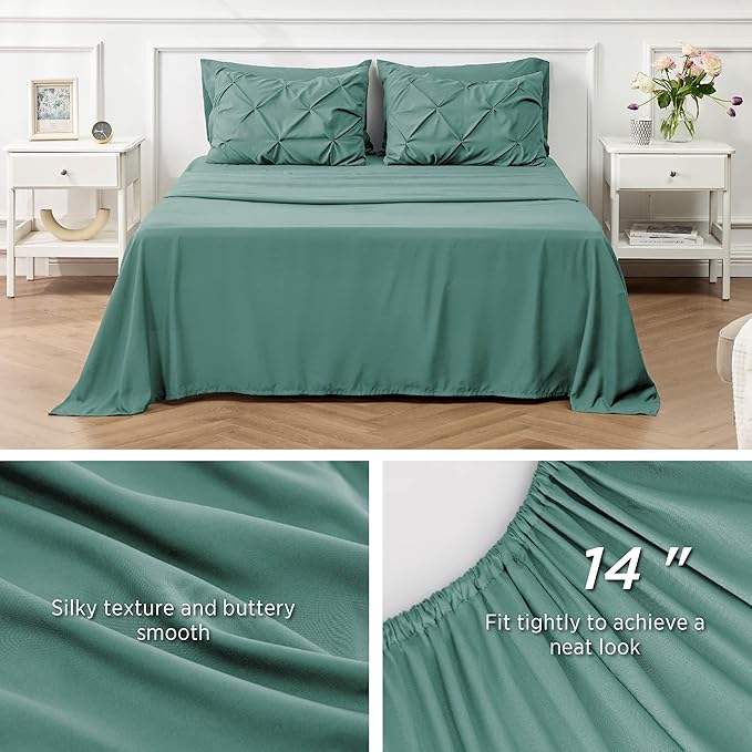 Bedsure California King Comforter Set - Cal King Bed Set 7 Pieces, Cali King Bedding Set with Comforter, Sheets, Pillowcases & Shams (Graysih Green)