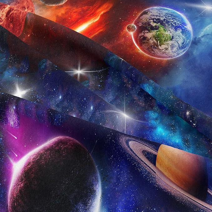 NINENINE Space Bedding Sets Queen Size for Girls Purple Galaxy Comforter Outer Space Earth Planets Stars Theme Solar Galaxy Bedding System Bed Set with 1 Space Comforter 2 Pillowcases