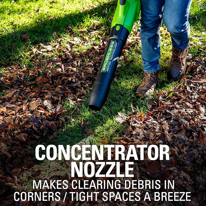 Greenworks 40V (130 MPH / 550 CFM / 75+ Compatible Tools) Cordless Brushless Axial Leaf Blower, Tool Only