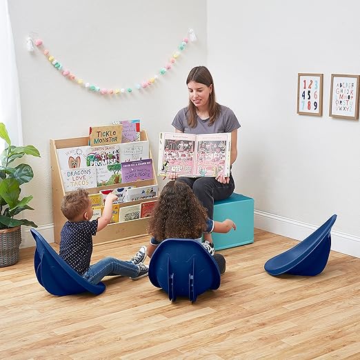 ECR4Kids Leaf Floor Seat, Rocker Chair, Navy, 6-Piece