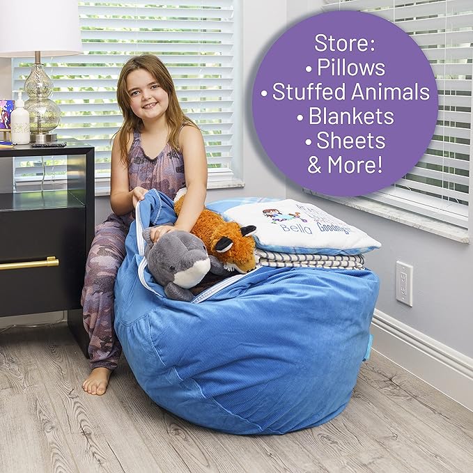EMMandSOPHIE Kids Bean Bag Chair - Bean Bag Chair Kids- Toddler Bean Bag Chair- Bean Bag Stuffed Animal Storage -Bean Bag Chairs for Kids -Stuffed Animal Bean Bag Storage - Kid Bean Bag Chair