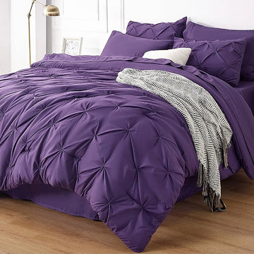 Bedsure Full Size Comforter Sets - Bedding Sets Full 7 Pieces, Bed in a Bag Purple Bed Sets with Comforter, Sheets, Pillowcases & Shams