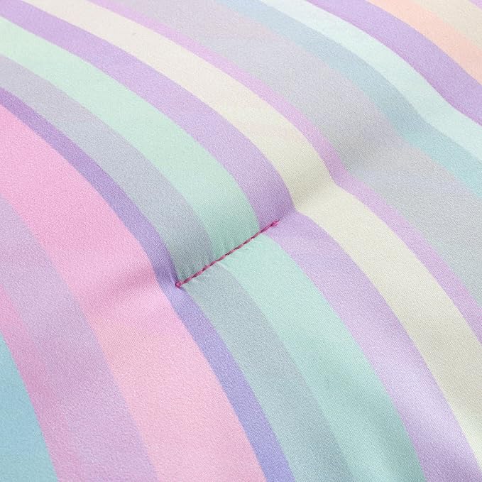 Btargot Super Soft 6 Pieces Gradient Wavy Line Comforter Set, Colorful Glitter Rainbow Star Pattern Bedding Set for Boys Girls Teens, Queen Pink Green