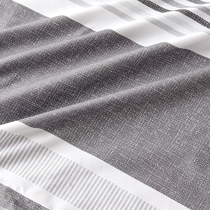 Bedsure Twin Comforter Set - 5 Pieces Grey White Striped Bedding Sets Twin Bed in A Bag with Comforters Twin Size, Sheets, Pillowcase & Sham, Bed Sets