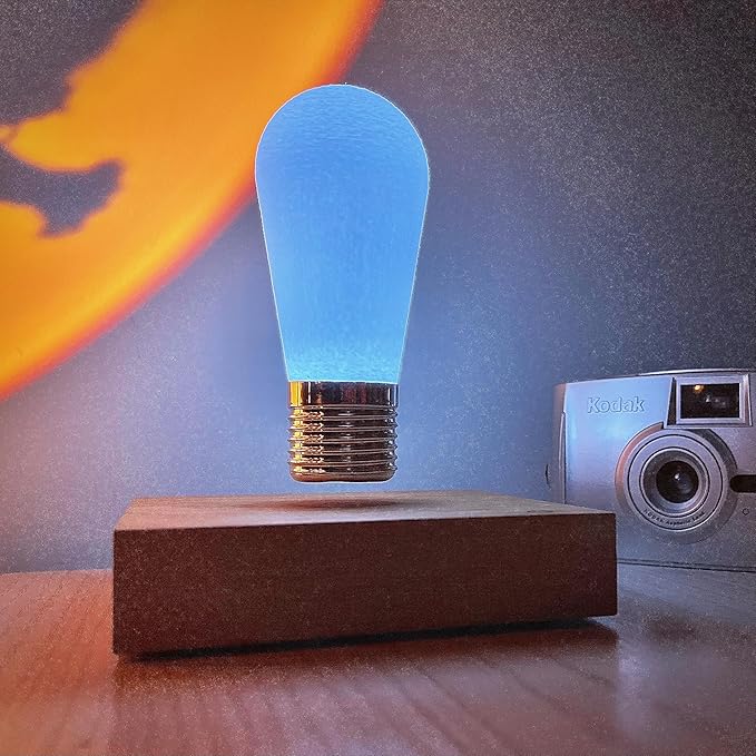 HCNT Floating Light Bulb, Magnetic Levitating LED Desk Lamp Table lamp Night Light, 360 Degree Automatic Rotating Light, Unique Gifts for Christmas Office Decor