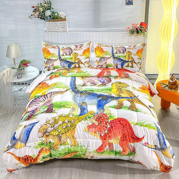 CVHOUSE Dinosaur Bedding Set,Dinosaur Comforter,Dinosaur Comforter Set Twin,Microfiber Quilt Set with 1 Comforter and 2 Pillow Cases