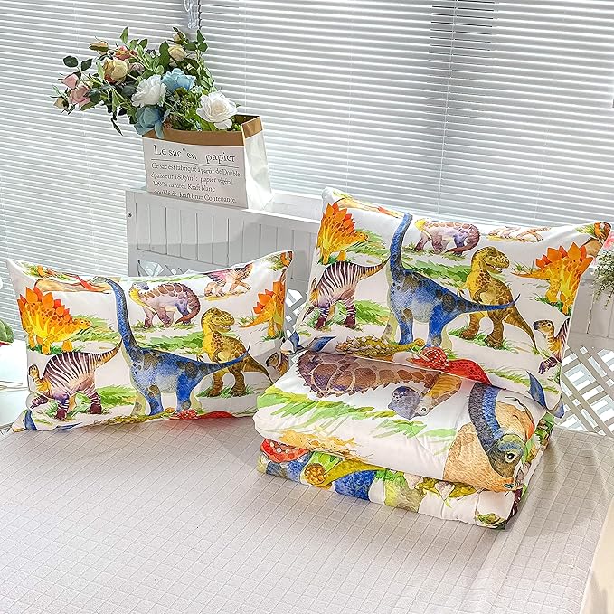 CVHOUSE Dinosaur Bedding Set,Dinosaur Comforter,Dinosaur Comforter Set Twin,Microfiber Quilt Set with 1 Comforter and 2 Pillow Cases